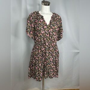 Nemidor Womens Floral Print Boho Casual Layered Swing Skater Dress Pocket Sz 16